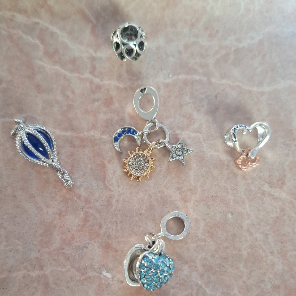 Elegant Silver and Gold Charm Set Of 5
